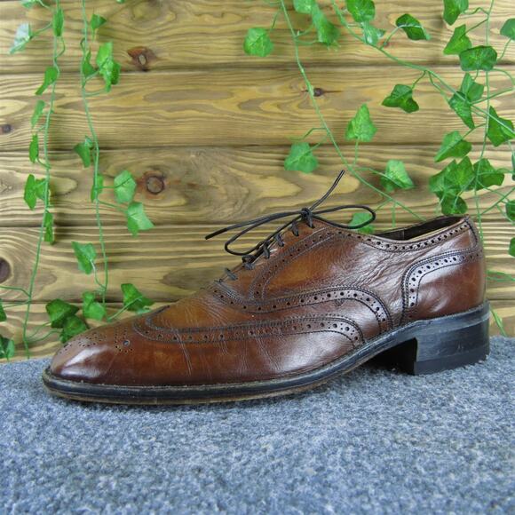 Freeman Men's Wingtip Oxford Brogue‎ Brown Size 9.5 Wide Used 2025 - Picture 1 of 7